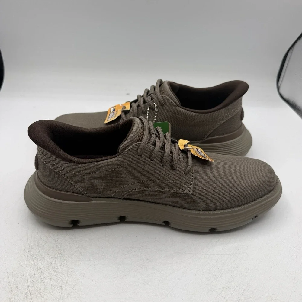 Skechers Garza Clive Shoes Mens 7 Dark Taupe Slip Ins Sneakers Hands Free 205352